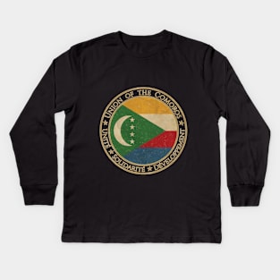 Vintage Union of the Comoros Africa African Flag Kids Long Sleeve T-Shirt